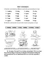 Test yourself 1 - Tiếng Anh Lớp 6